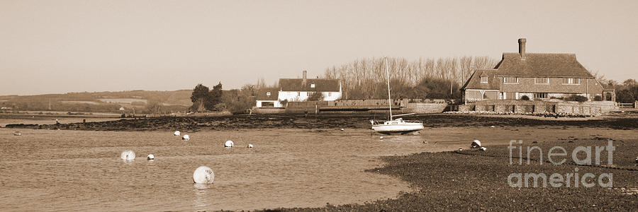 Bosham Harbour and South Downs in Sepia Photograph by Terri Waters