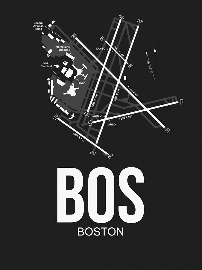 Boston Digital Art - Boston Airport Poster 1 by Naxart Studio