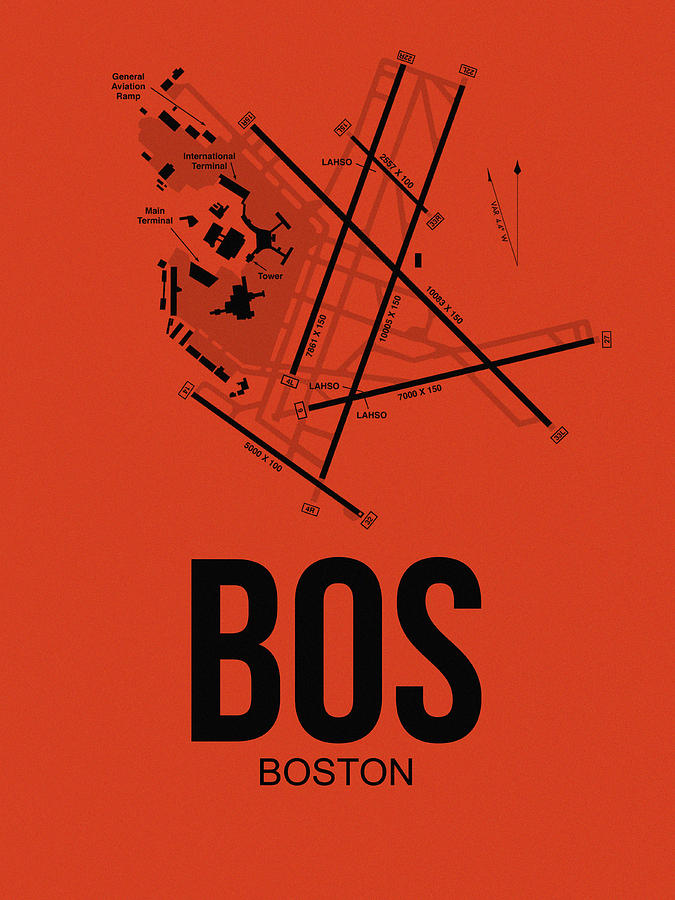 Boston Digital Art - Boston Airport Poster 2 by Naxart Studio