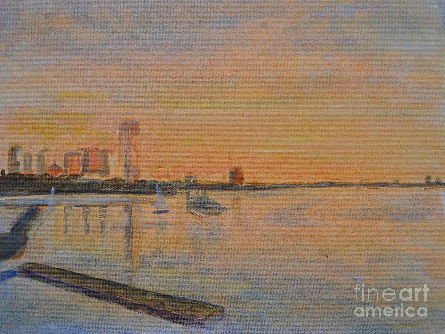 Boston Painting - Boston at sunset by Solange Rhode