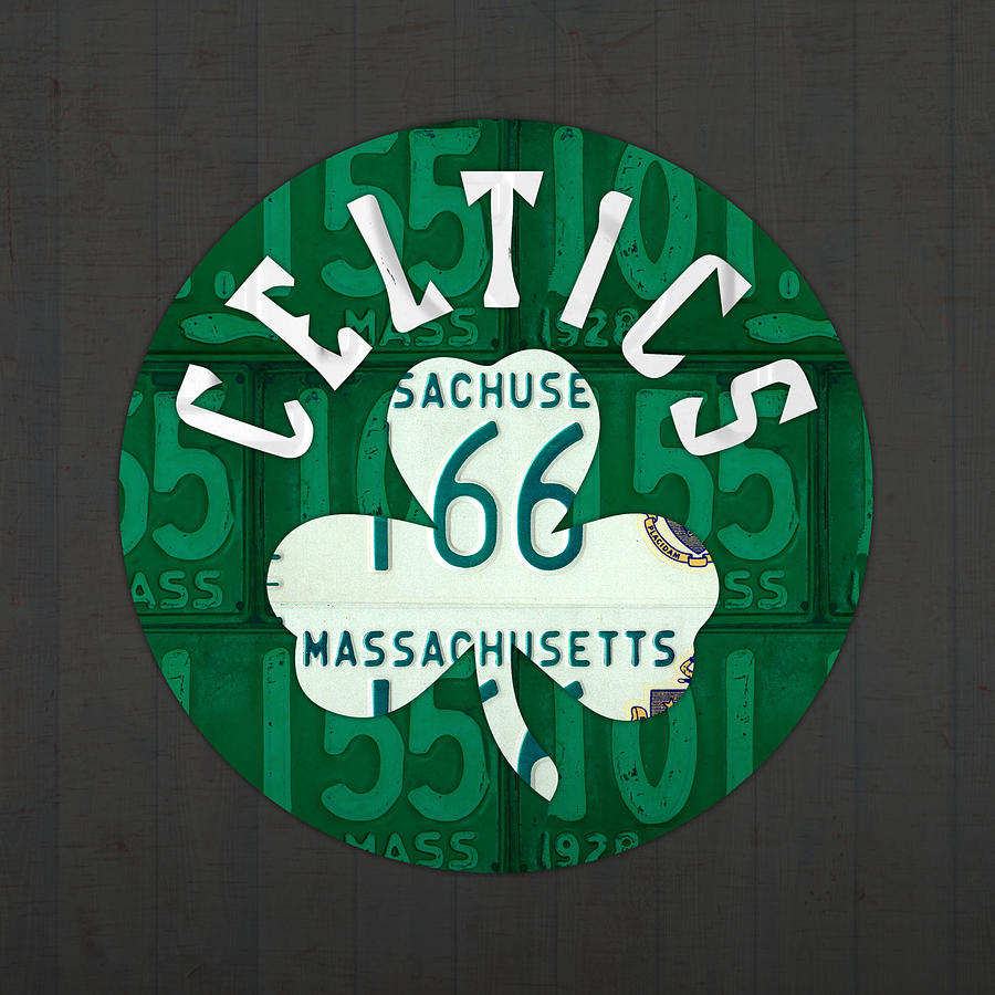 Boston Mixed Media - Boston Celtics Basketball Team Retro Logo Vintage Recycled Massachusetts License Plate Art by Design Turnpike