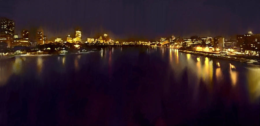 Boston Painting - Boston Charles River Esplanade at Night by Bob and Nadine Johnston