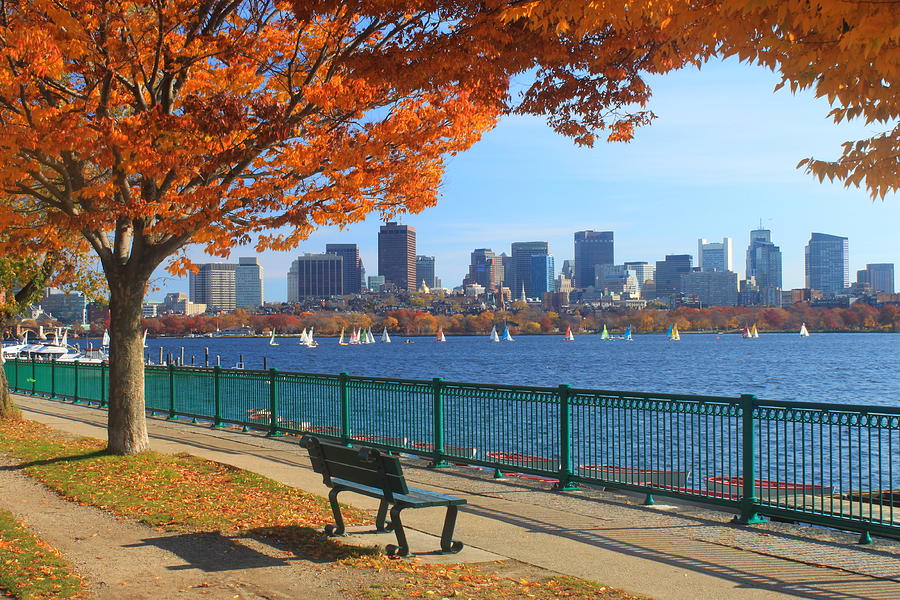 Boston Photograph - Boston Charles River in Autumn by John Burk