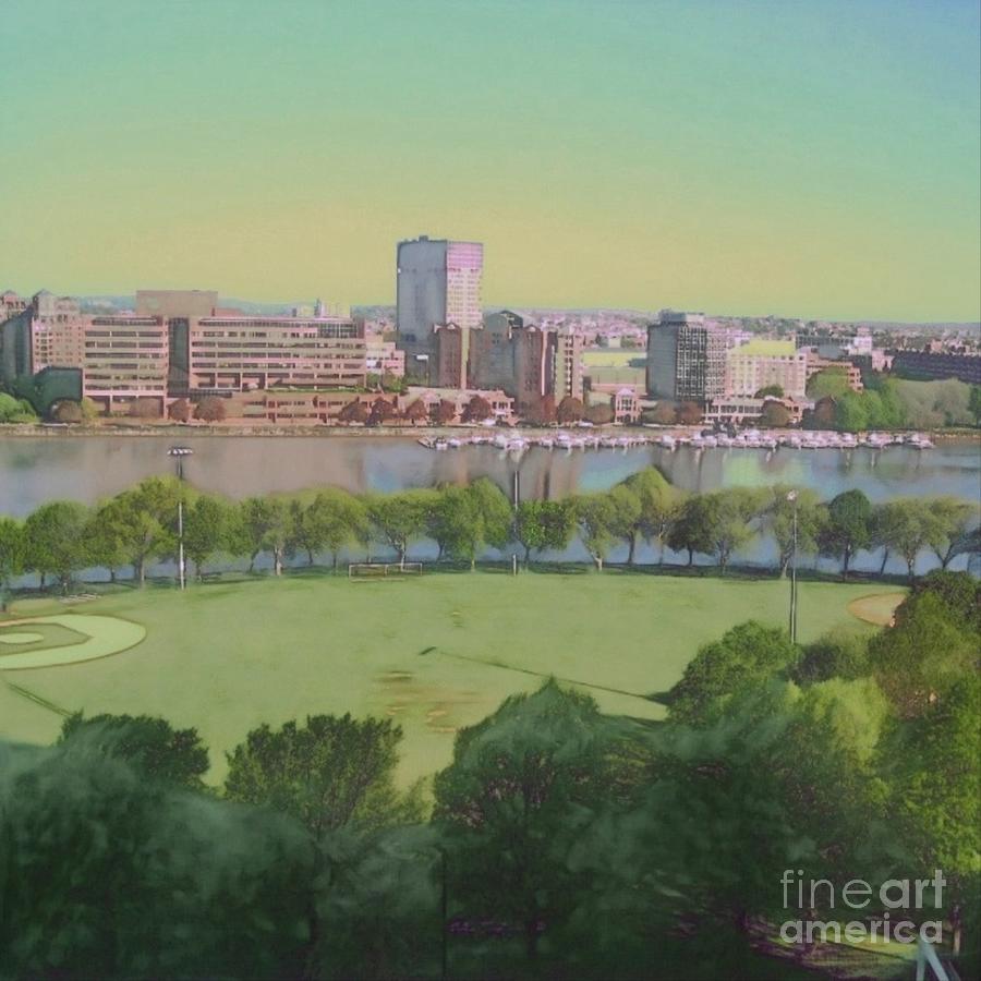 S Boston Charles River View - Square Painting by Lyn Voytershark