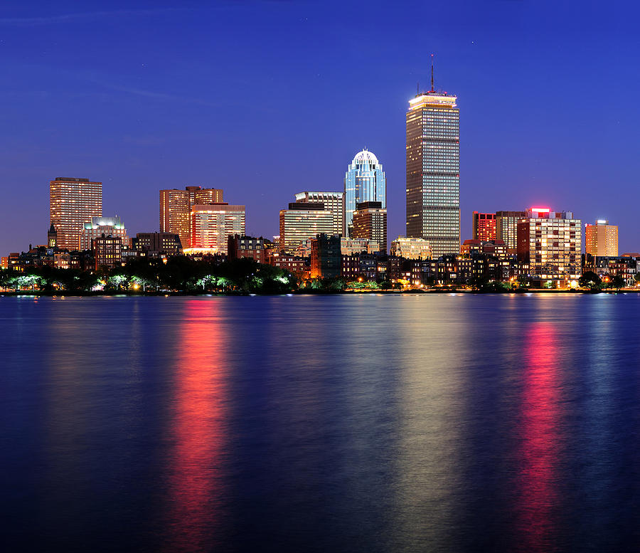 Boston city skyline at dusk Photograph by Songquan Deng