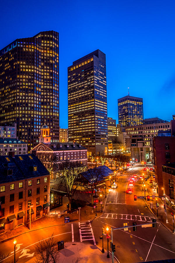 Boston Photograph - Boston Faneuil Hall at night by Tom Wilder