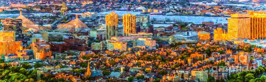 Boston from above Digital Art by Liz Leyden