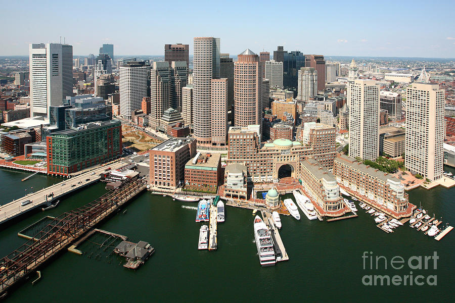 Boston Photograph - Boston Harbor and Boston Skyline by Bill Cobb