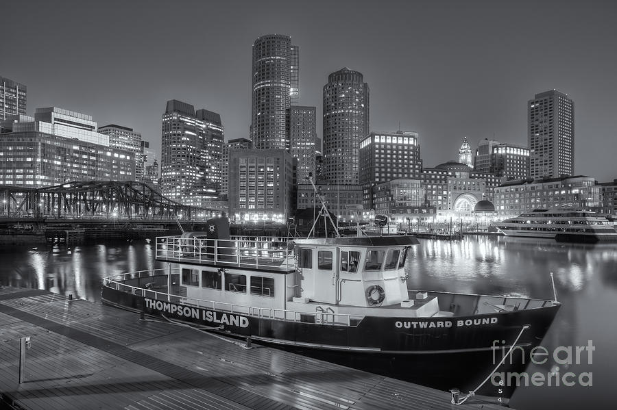 Boston Harbor and Skyline Morning Twilight II Photograph by Clarence Holmes