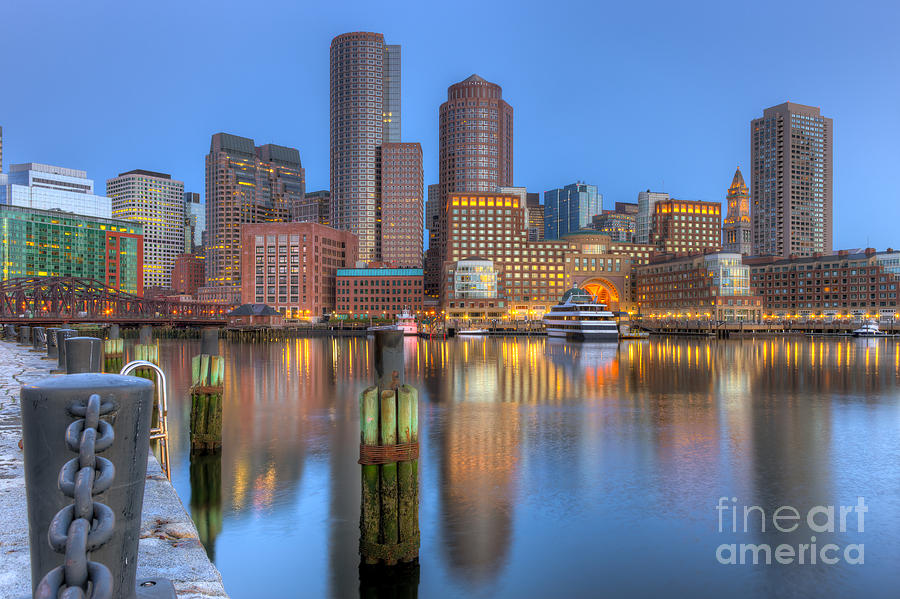 Boston Harbor and Skyline Morning Twilight III Photograph by Clarence Holmes