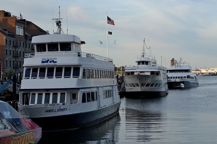 Boston Photograph - Boston Harbor Cruise Three in a Row by Jatin Thakkar