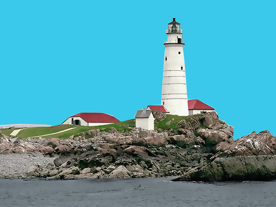 Boston Harbor Lighthouse Painting by Elaine Plesser