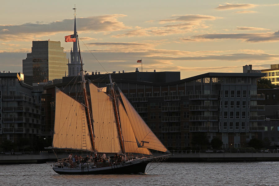 Boston Harbor Sailing on the Schooner Liberty Star Photograph by Juergen Roth