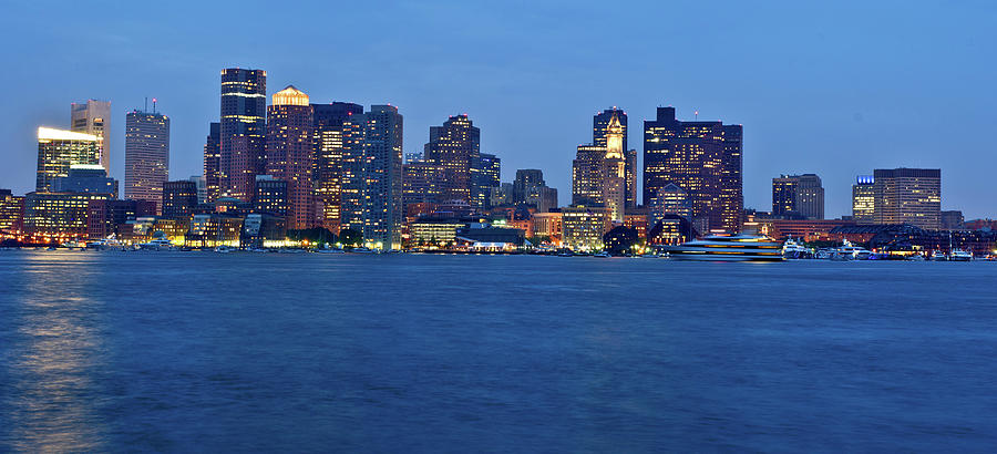 Boston Harbor Skyline At Dusk, Boston Photograph by Panoramic Images ...