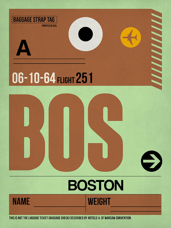 Boston Digital Art - Boston Luggage Poster 1 by Naxart Studio