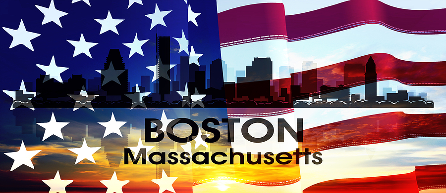 Boston MA Patriotic Large Cityscape Digital Art by Angelina Tamez
