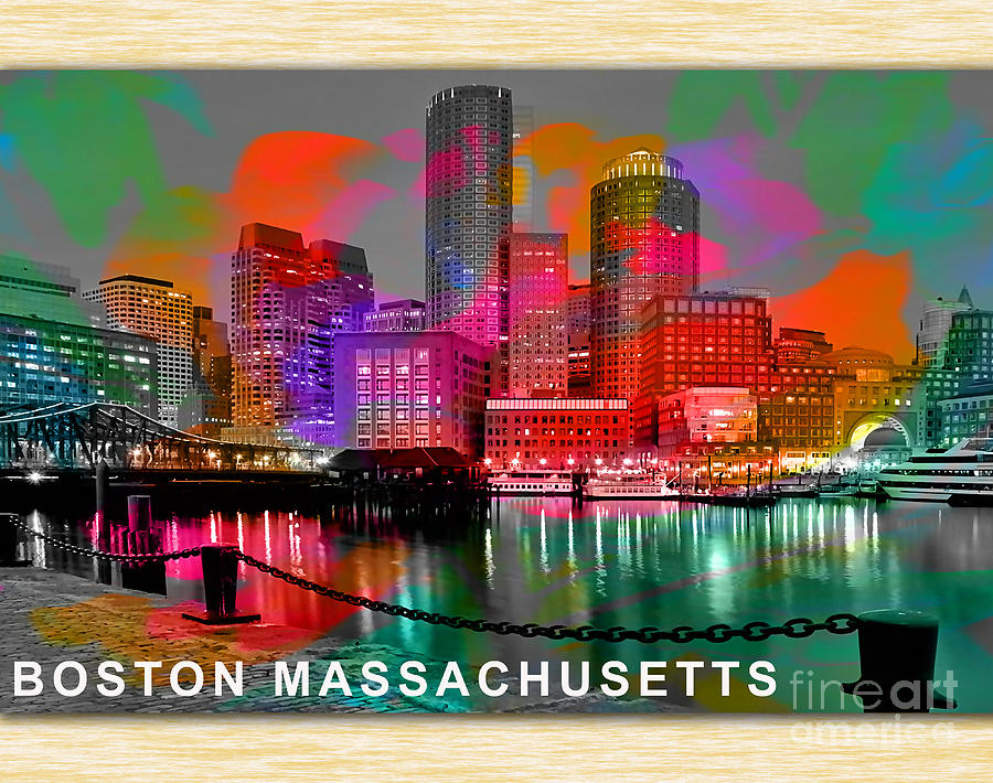 Boston Massachusetts Skyline  Mixed Media by Marvin Blaine
