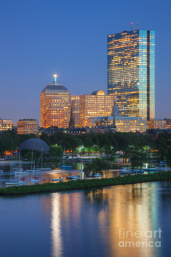 Architecture Photograph - Boston Night Skyline I by Clarence Holmes