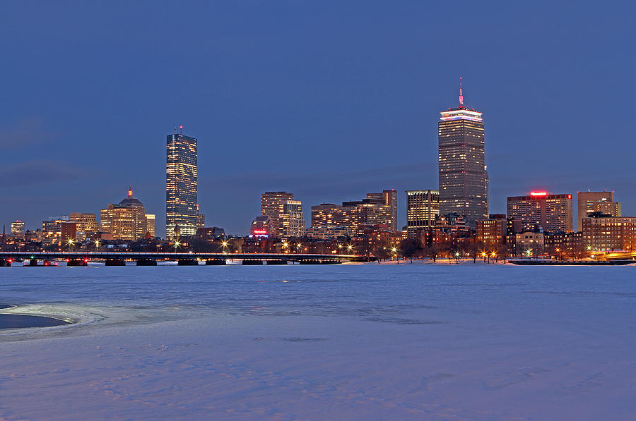 Boston Prudential Center Lit in Blue and Red for Super Bowl XLIX Photograph by Juergen Roth