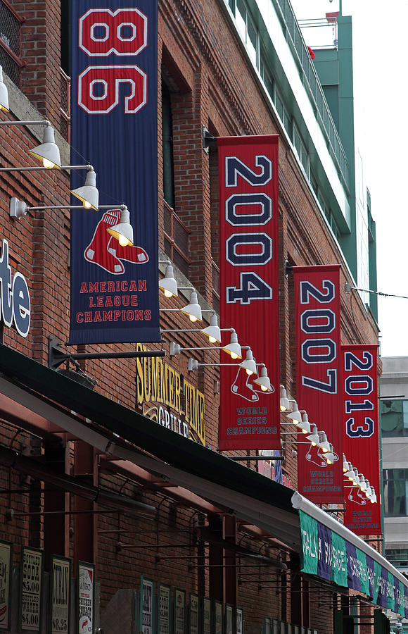 Yawkey Way Red Sox Championship Banners Metal Print by Juergen