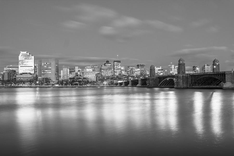 Boston river and Bridge Black an White  Photograph by John McGraw