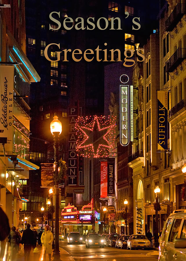 Boston Seasons Greetings Card Photograph by Joann Vitali