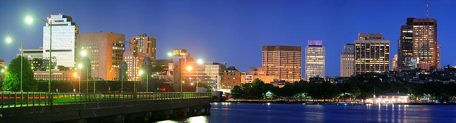 Boston skyline at night Photograph by Songquan Deng