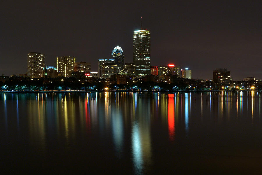 Boston Photograph - Boston Skyline by Night by Jatin Thakkar