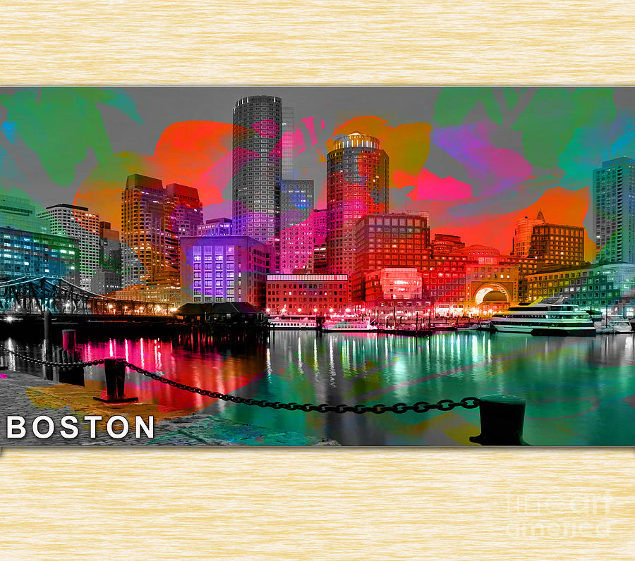 Boston Skyline Painting Mixed Media by Marvin Blaine