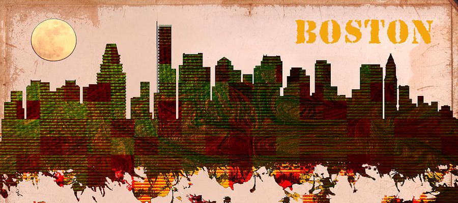 Boston Skylines #2 Painting by MotionAge Designs