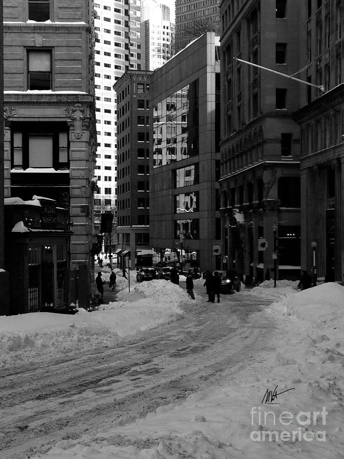 Boston - Snow Milk Concrete Glass Photograph by Mark Valentine