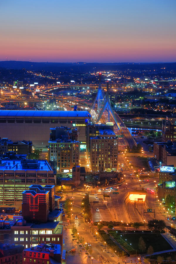 Boston Sunset Aerial View Photograph by Joann Vitali