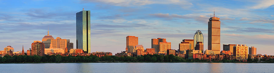 Boston sunset panorama over river Photograph by Songquan Deng