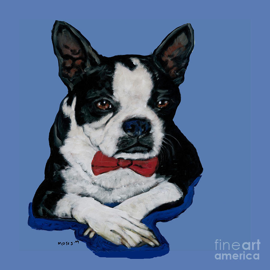 Boston Terrier With A Bowtie Painting by Dale Moses