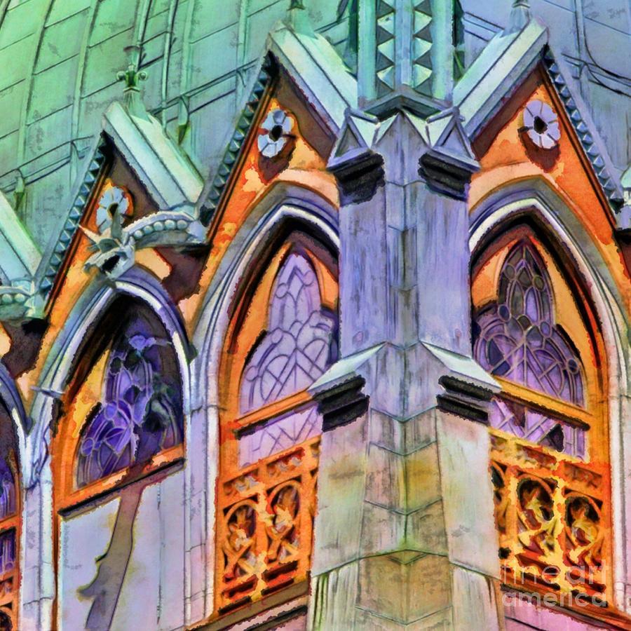 S Boston Trinity Church Arches - Square Painting by Lyn Voytershark