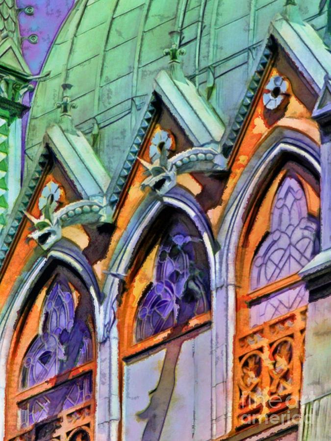 V Boston Trinity Church Arches - Vertical Painting by Lyn Voytershark