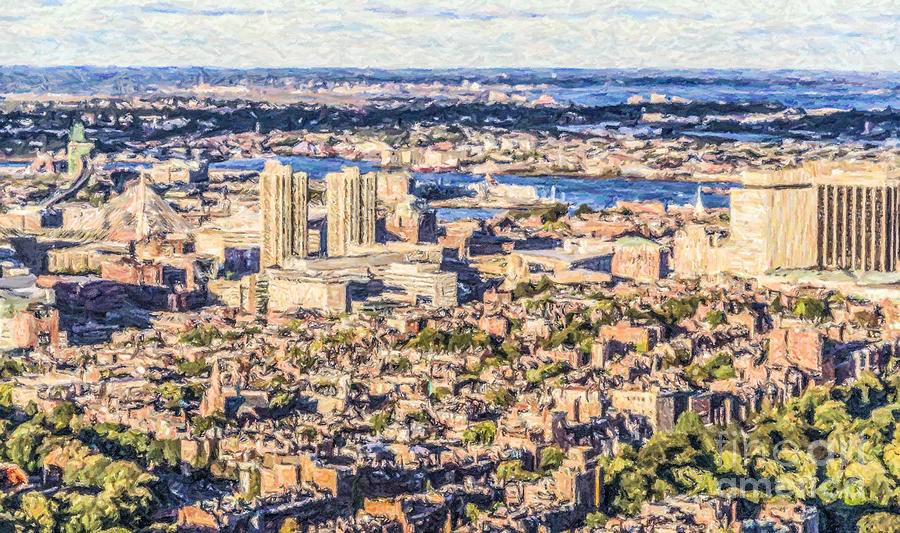 Boston USA elevated view Digital Art by Liz Leyden