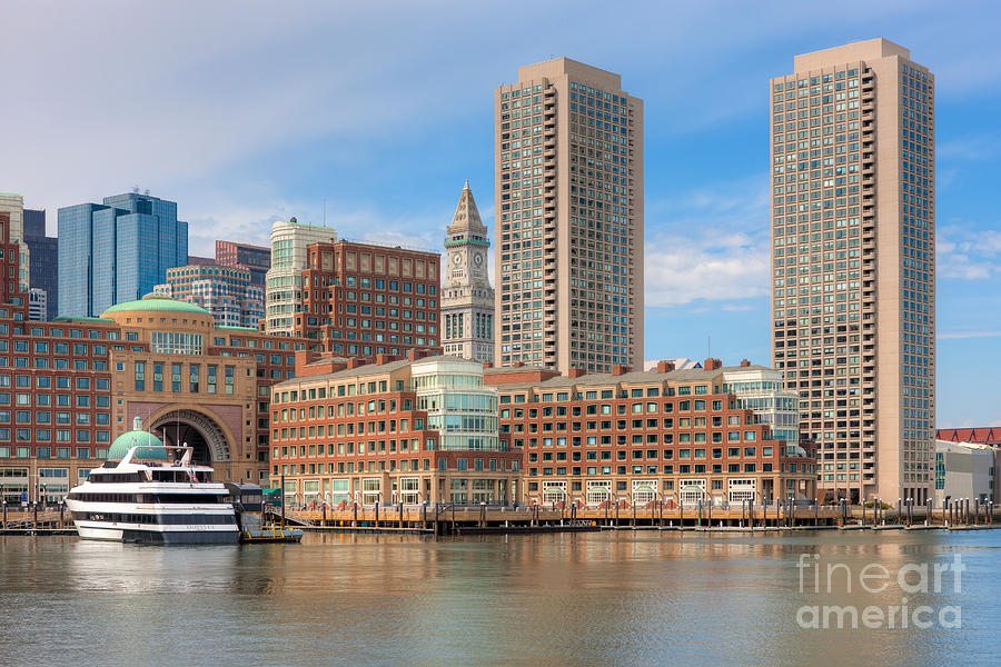 Boston Waterfront Skyline and Rowes Wharf I Photograph by Clarence Holmes