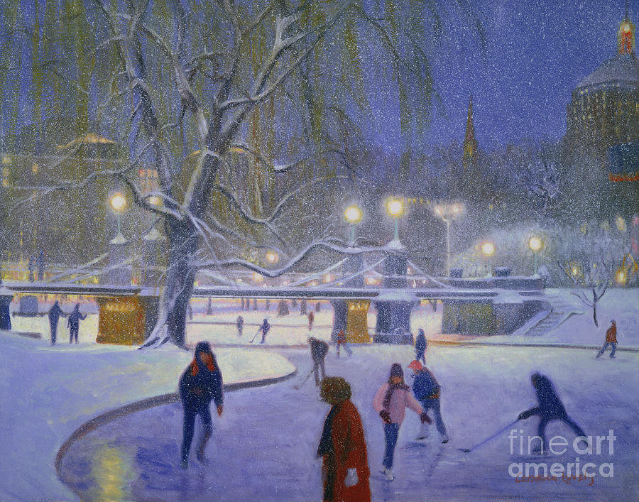 Boston Public Garden Painting - BostonTwilight Blues by Candace Lovely