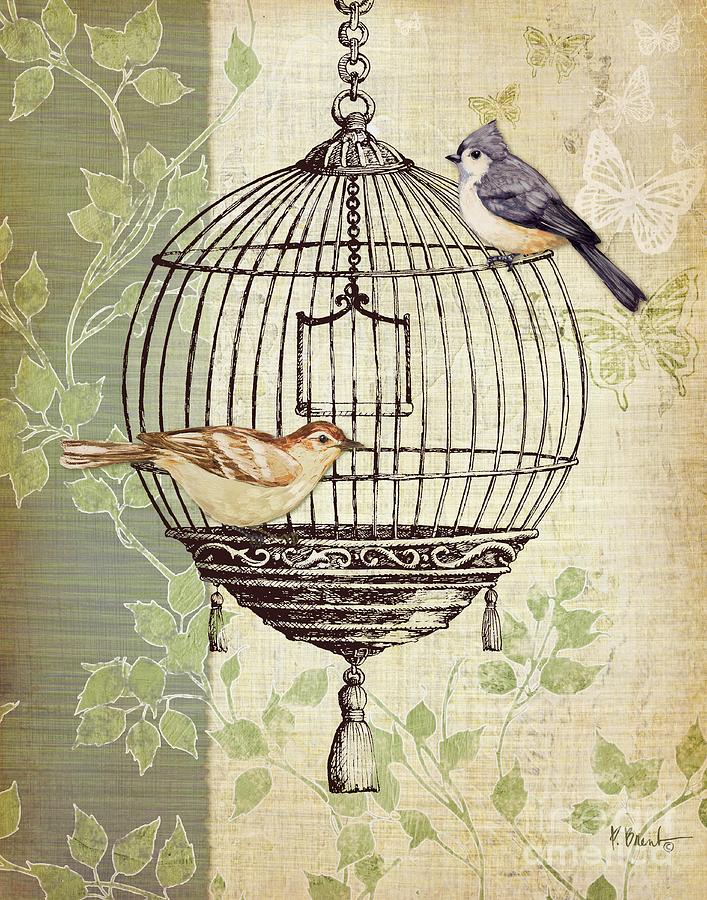 Bird Painting - Botanical Birdcage I by Paul Brent