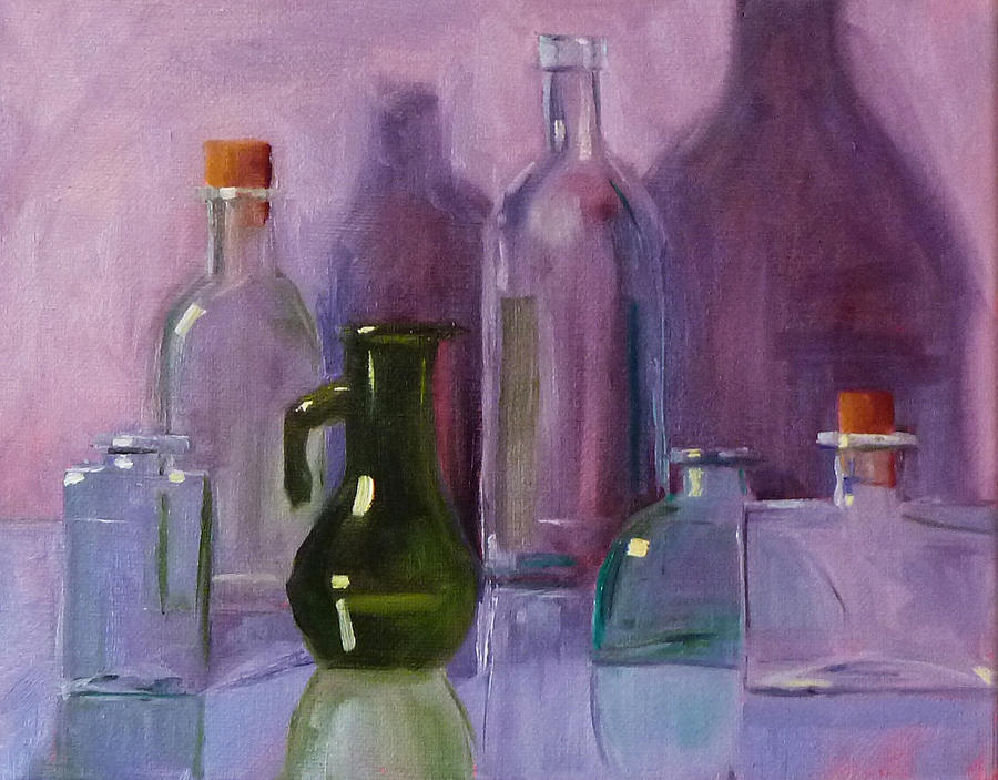 Bottle Collection Painting by Nancy Merkle