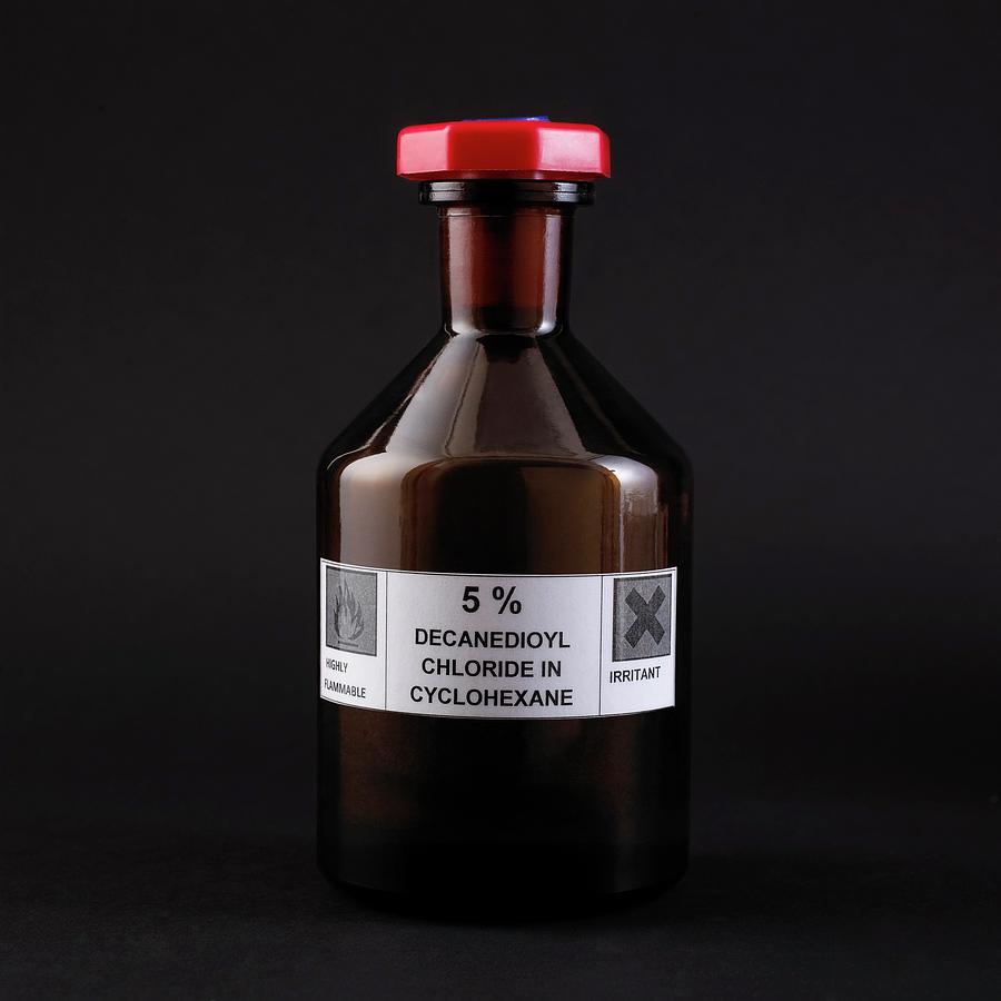 Bottle Of Sebacoyl Chloride Solution Photograph by Science Photo Library