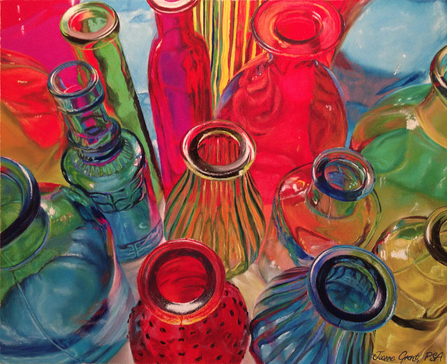 Bottle Tops Painting by Joanne Grant