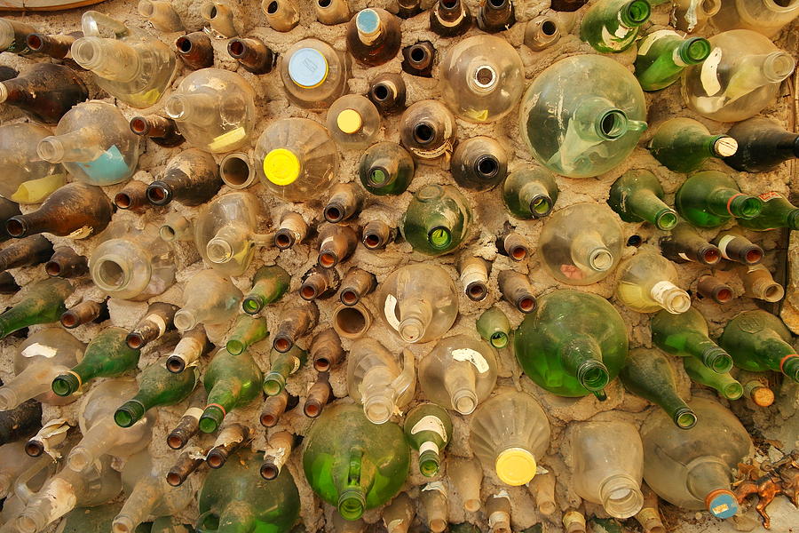 Bottle Photograph - Bottle wall at Tinkertown New Mexico by Jeff Swan