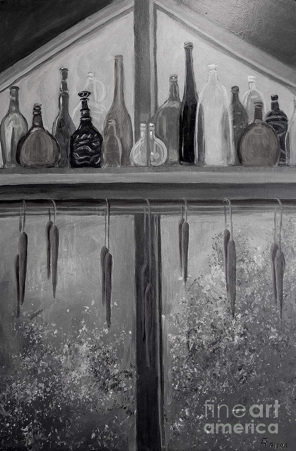 Bottles and Candles Painting by Gretchen Allen