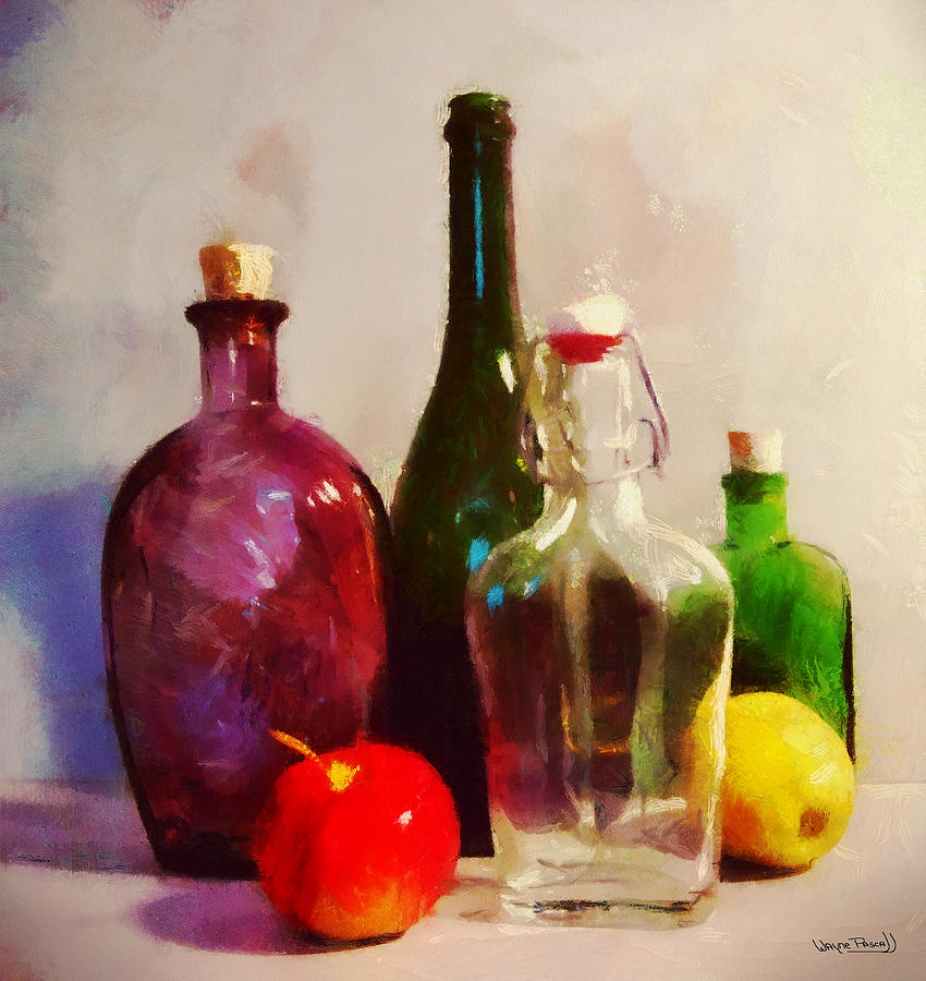 Bottles and Fruits Painting by Wayne Pascall - Fine Art America