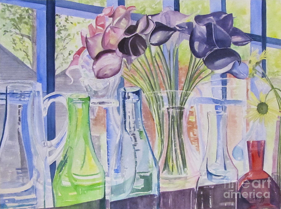 Bottles and Vases Painting by Carol Flagg