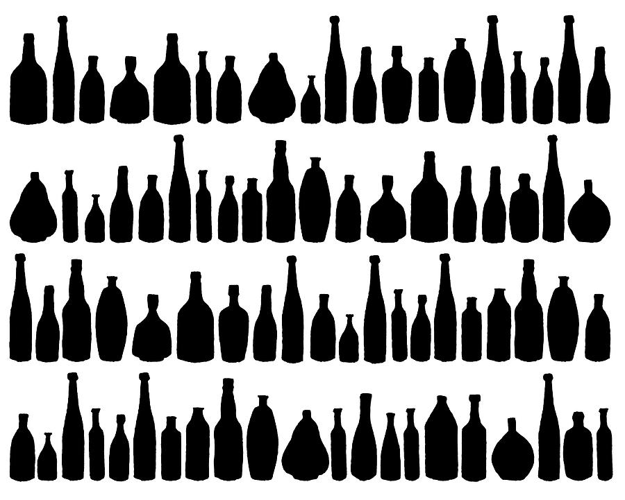 Bottles Black on White Painting by Emeline Tate | Fine Art America