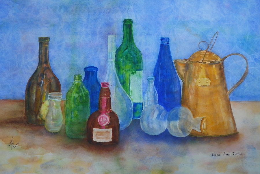 Bottles Collection Painting by Anna Ruzsan