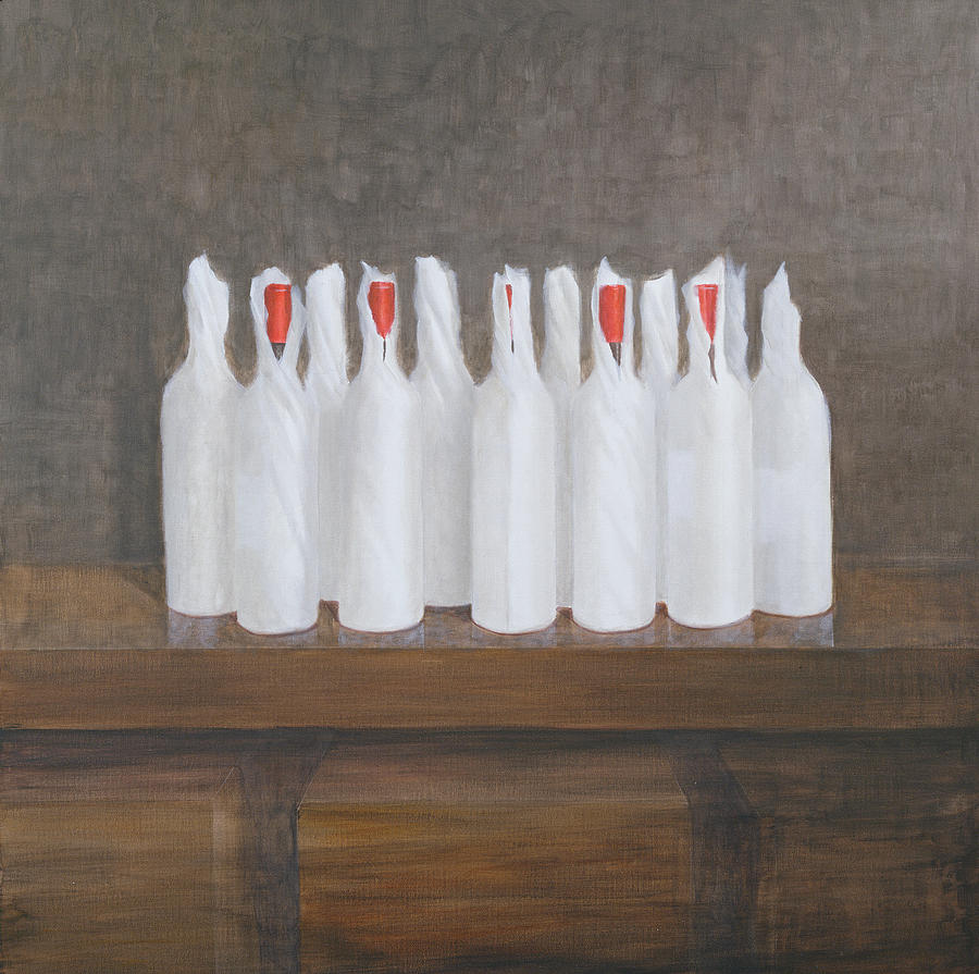 Wine Painting - Bottles In Paper by Lincoln Seligman